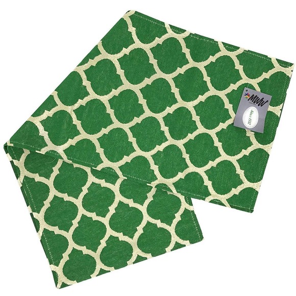 Ikat Table Runner Moroccan Me Crazy Mat Mediterranean Decor Green Shiny NEW - Picture 1 of 3